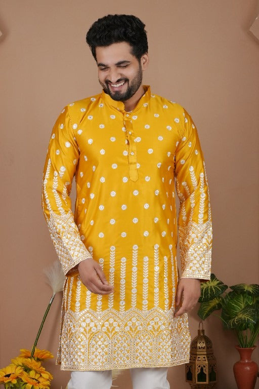 Sangeet Kurta Set für Herren – Gadhval Silk & Heavy Embroidery