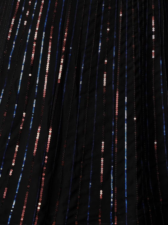 Black Sequin Georgette Lehenga Choli mit Dupatta