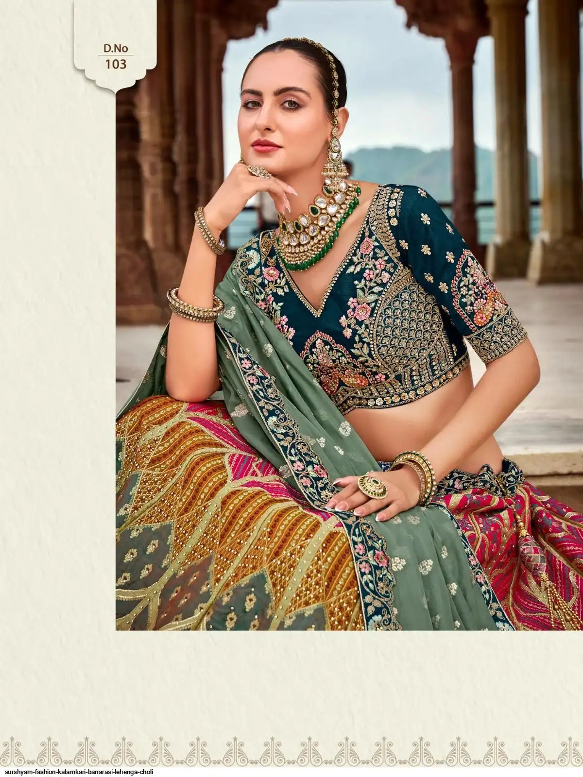 Banarasi Silk Multi Color Lehenga Choli B2