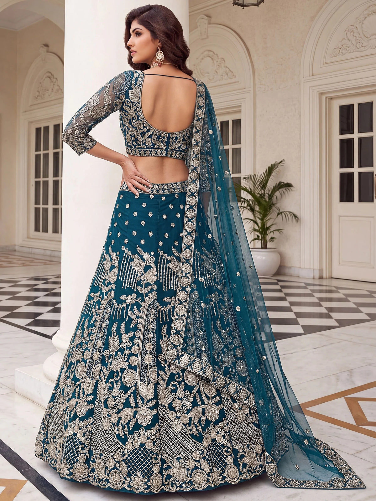 Lavender Georgette Sequins Work Lehenga Choli