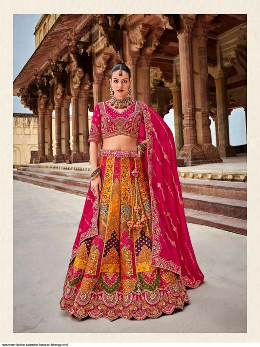 Banarasi Silk Multi Color Lehenga Choli B4