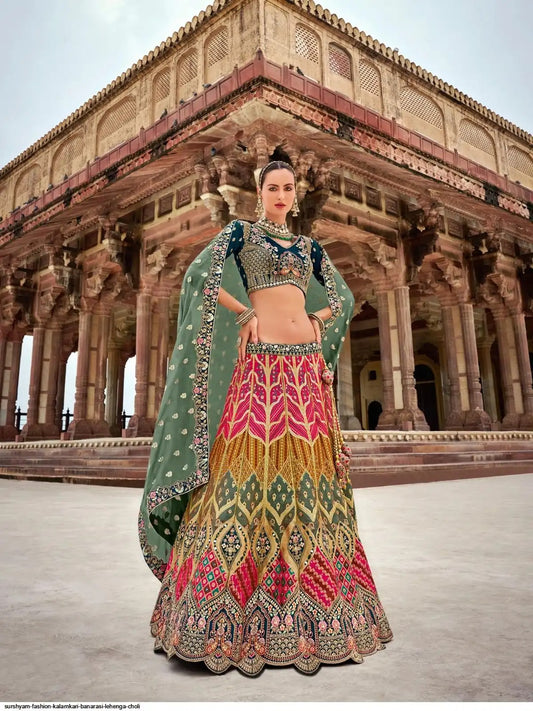 Banarasi Silk Multi Color Lehenga Choli B2
