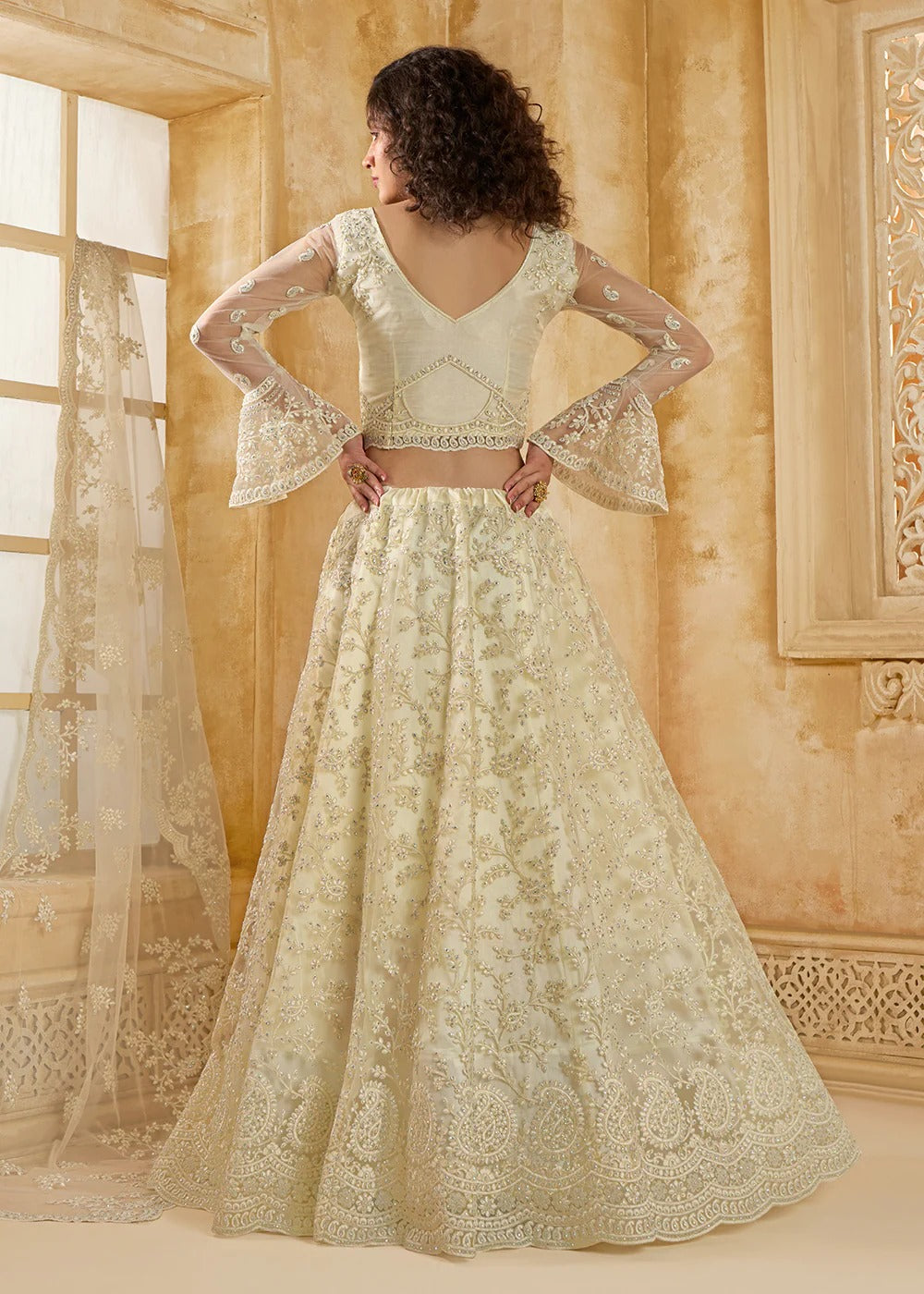 Off White Net & Silk Lehenga 2