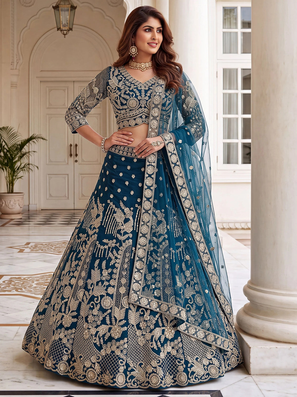 Lavender Georgette Sequins Work Lehenga Choli