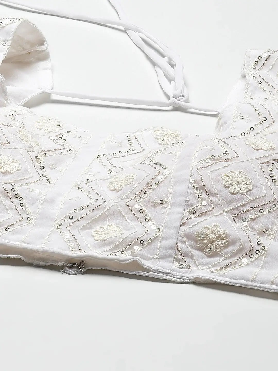 White Embroidered Georgette Lehenga Set