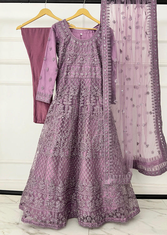 Lilac Fancy Net Maxi Dress - BL24