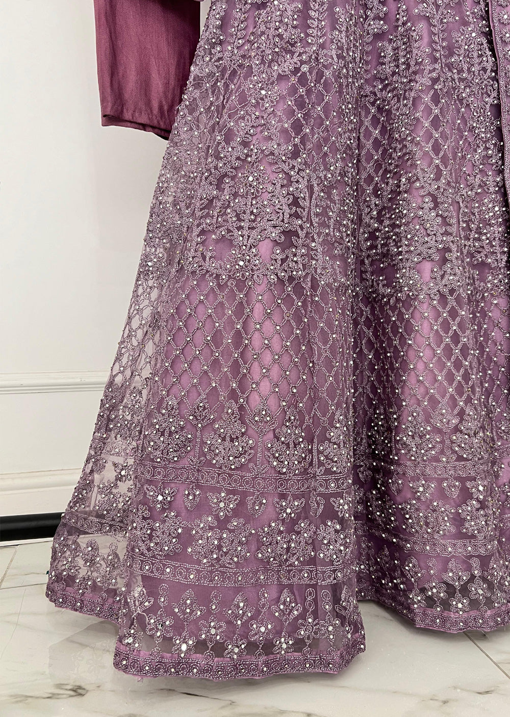 Lilac Fancy Net Maxi Dress - BL24