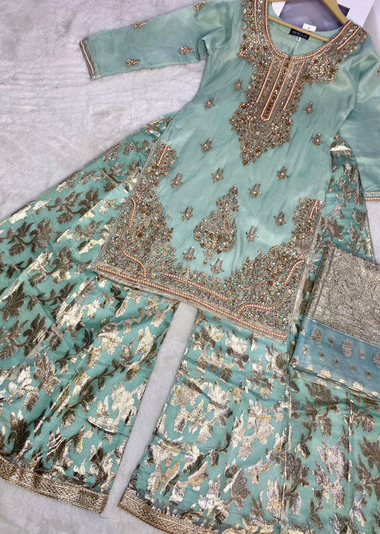 Mint Gharara Suit