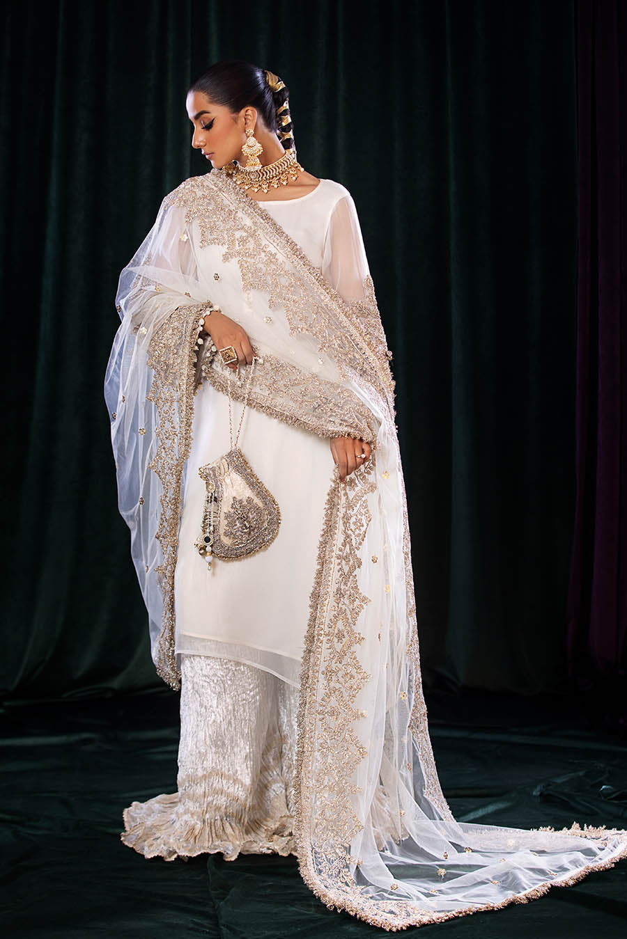 Khuda Baksh White Sharara Suit