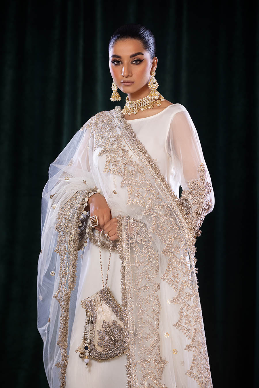 Khuda Baksh White Sharara Suit