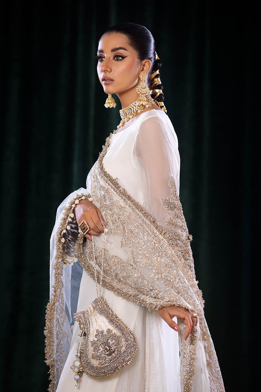 Khuda Baksh White Sharara Suit