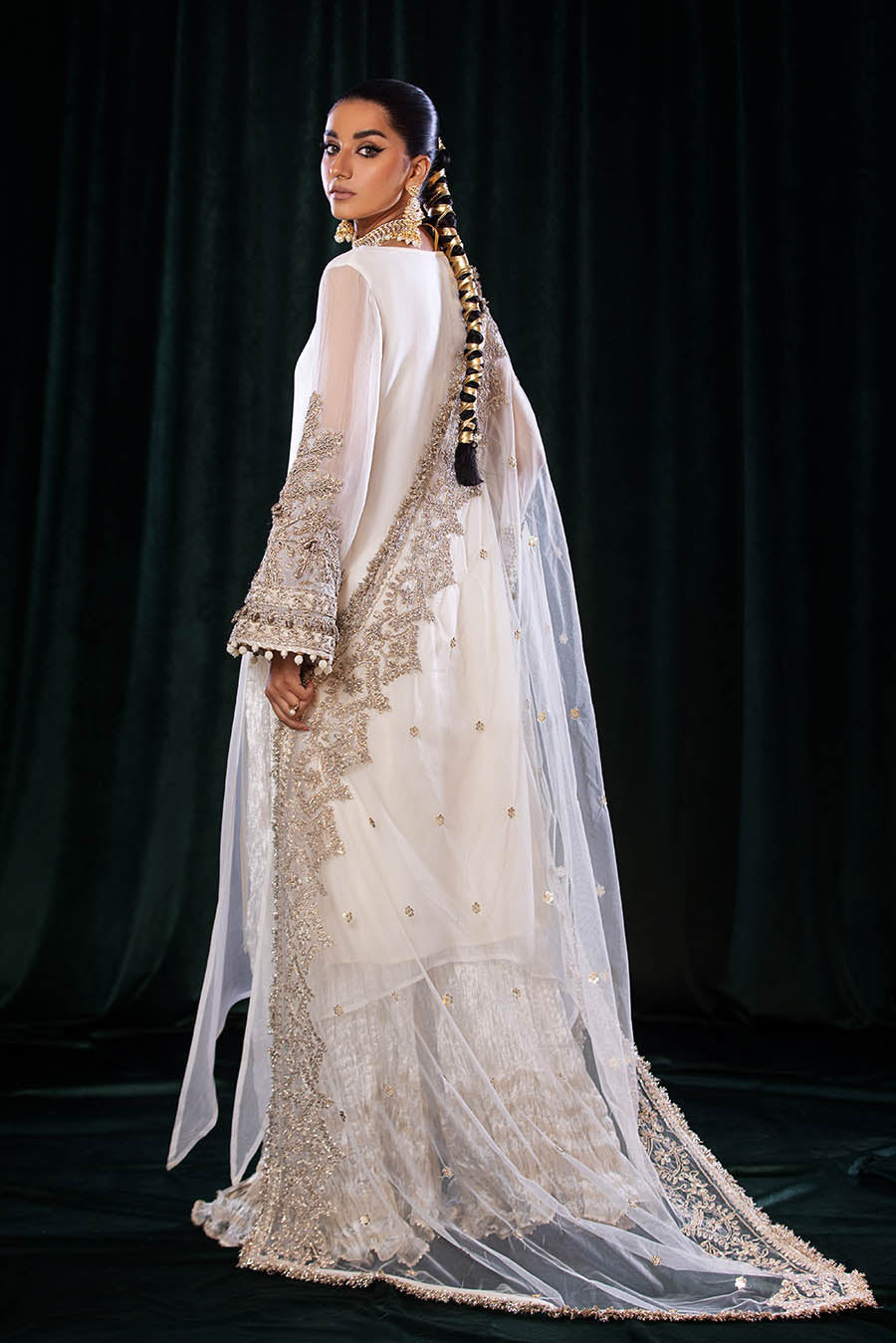 Khuda Baksh White Sharara Suit