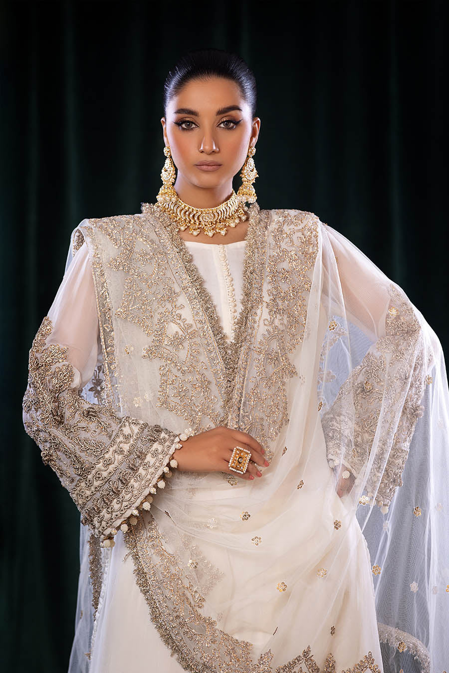 Khuda Baksh White Sharara Suit