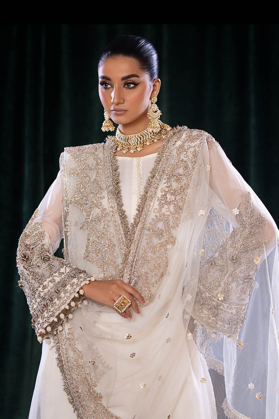 Khuda Baksh White Sharara Suit