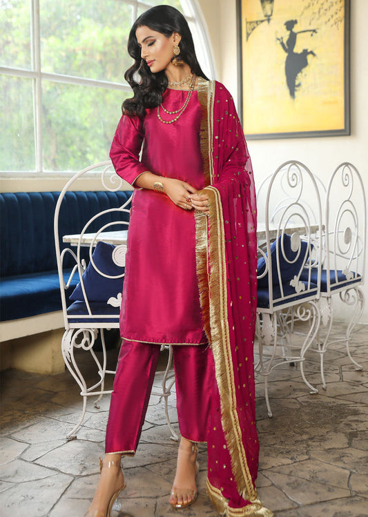 Hot Pink Raw Silk Suit