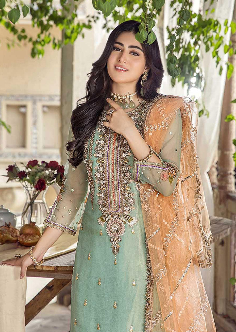 Khuda Baksh Turquoise Suit